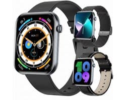 Synyq Health Pro Smartwatch Dames en Heren - Horloge met Belfunctie, Hartslag- & Slaapmonitor - Ultradun 1,85" AMOLED - Incl. 3 Bandjes - Android & iOS