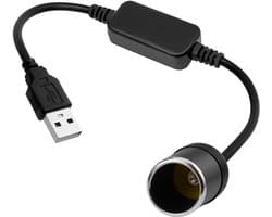 SnelShoppen - 5V USB A Plug naar 12V Sigarettenaansteker Adapter voor Auto, USB naar Sigarettenaansteker 12V Converter voor Dashcam, Rij Recorder DVR,