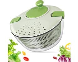 Saladecentrifuge 4 Liter - Groentewasdroger Kom - Snel Salade Drogen - Handmatige Bediening Gemakkelijk - 24.5 cm Diameter - Groen