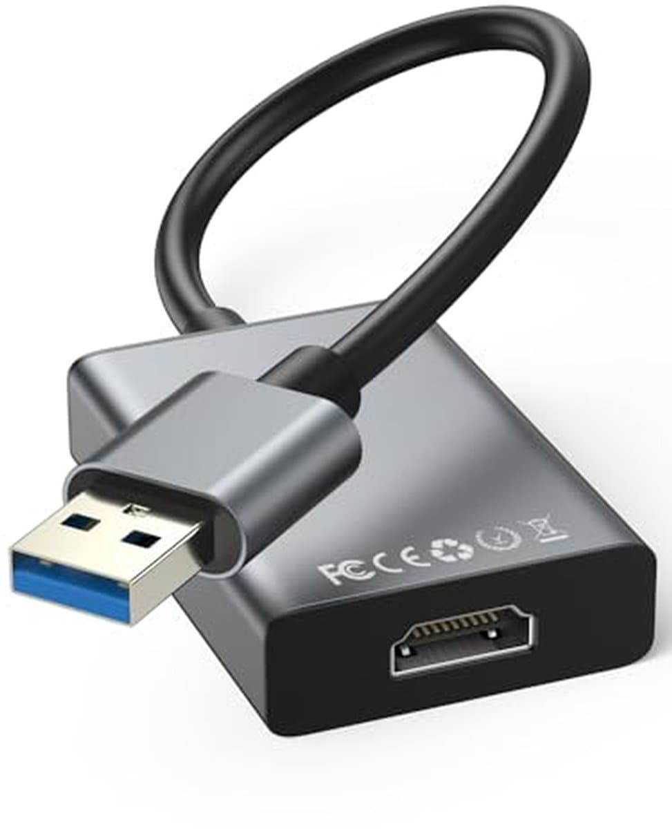 USB naar HDMI adapter - Video converter kabel - Extra scherm aansluiten - Full HD 1080P - 19 cm - Zwart — afbeelding 1