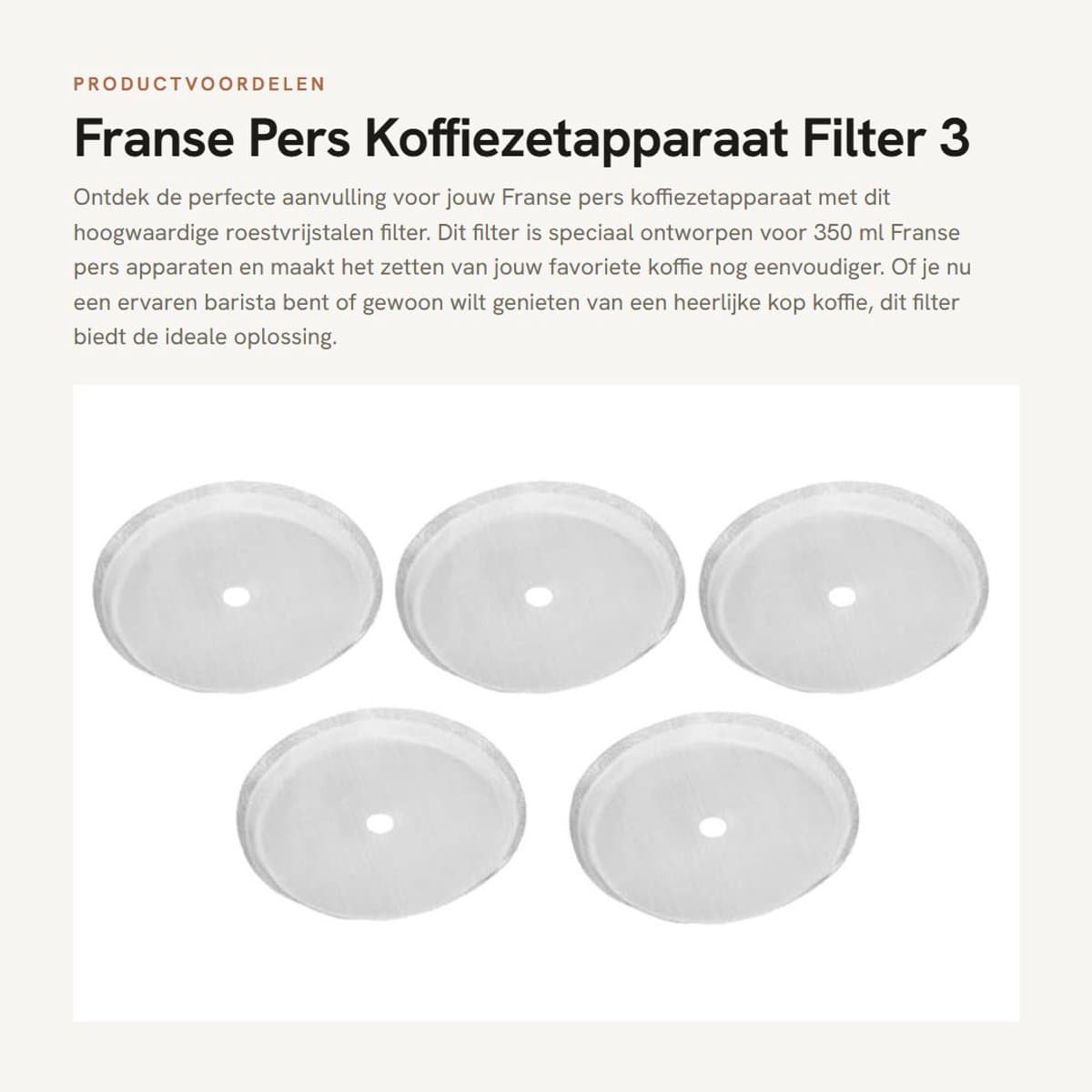 Dailygoods- Franse Pers Koffiezetapparaat - Roestvrij Stalen Filter - 3 Kopjes - 350 Ml - Vervangingsscherm - 80 Mesh — afbeelding 1