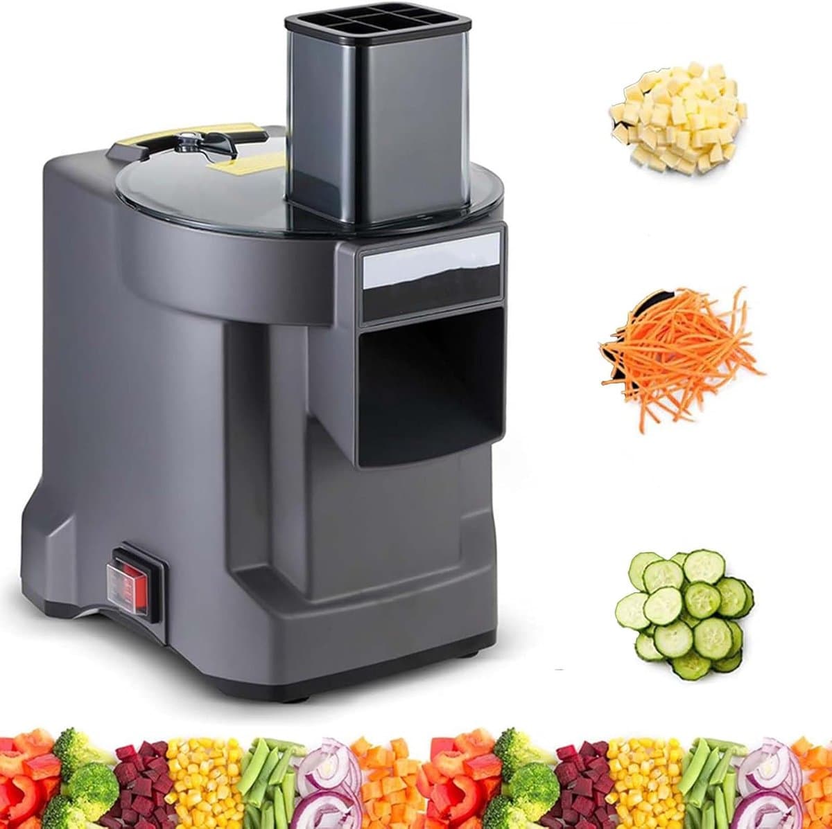 Elektrische Groentehakselaar - Keukenmachine Snijder - Snel Ingrediënten Snijden - 3-in-1 Multifunctioneel - 207 x 250 x 350 mm - Zilver — afbeelding 1