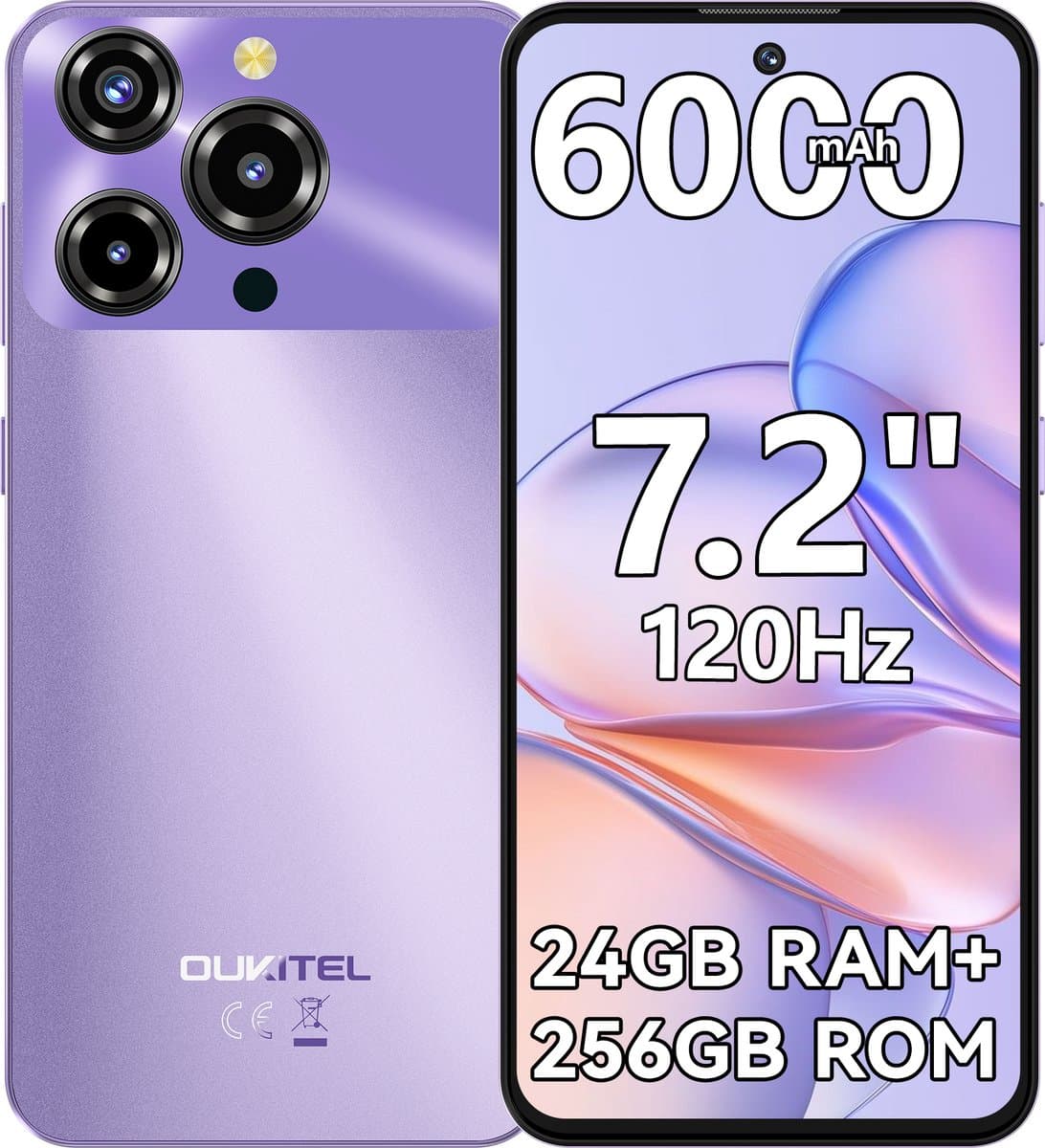OUKITEL C69 Smartphone 24GB RAM-256GB ROM-7.2 inch HD-6000 mAh batterij-Android15 — afbeelding 1