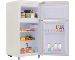 Koelkast 72 liter wit retro dubbeldeks ijzer plastic koel vrieskast voor keuken en woonkamer thuis