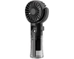 GELLDG Draagbare Ventilator met Verstuiver - 4 Snelheden USB Oplaadbaar - Geschikt voor Buiten, Kantoor en Kamperen - Kunststof - 16x7x4cm