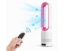 HomeGoodies Bladloze Ventilator met Afstandsbediening – Stil – 8 standen - 90° Oscillatie & Timer – Slaapkamer & Woonkamer - Roze