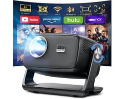 Beamer Full HD met 4K Ondersteuning – Android 14 – WiFi 6 en Bluetooth 5.4 – Autofocus – 180° Draaibaar