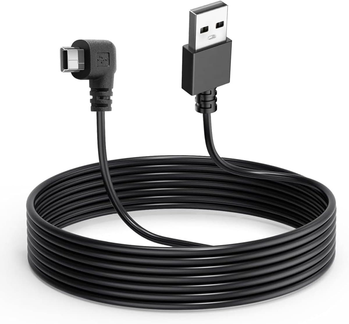 SnelShoppen - Mini Dash Cam Oplaadkabel 11.5FT L Hoek Adapter, Compatibel met Alle Mini Dashcams en Spiegelcamera's, Ideaal voor Auto DVR en Rijregist — afbeelding 1
