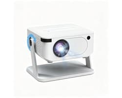 Mini Beamer 720P - Projector - Draadloze Projector - Android Beamer – WiFi 6 – Bluetooth 5.0 – Compact Formaat – Lage Geluidsproductie – Thuisbioscoop - 1 stuk - Wit