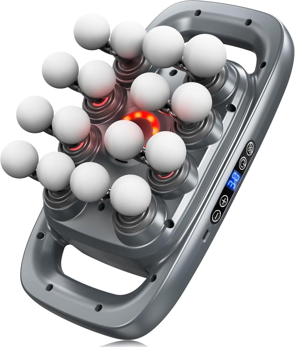 Massagepistool - Zwart - 16 Massagetoebehoren - Met Rood Licht en Oplaadbare Batterij - Voor Spierverlichting en Ontspanning — afbeelding 1