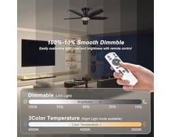 Dimbare Inbouw Plafondventilator met Afstandsbediening en Verlichting - Ideaal voor Slaapkamer, Keuken en Woonkamer