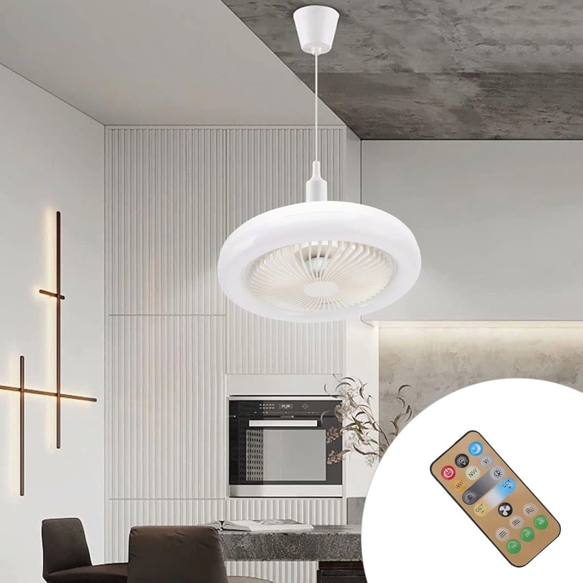 Moderne Inbouw Ceiling Fan met Verlichting 36W voor Binnengebruik - Mini Ventilator met LED Lamp voor Slaapkamer, Woonkamer en Keuken — afbeelding 1
