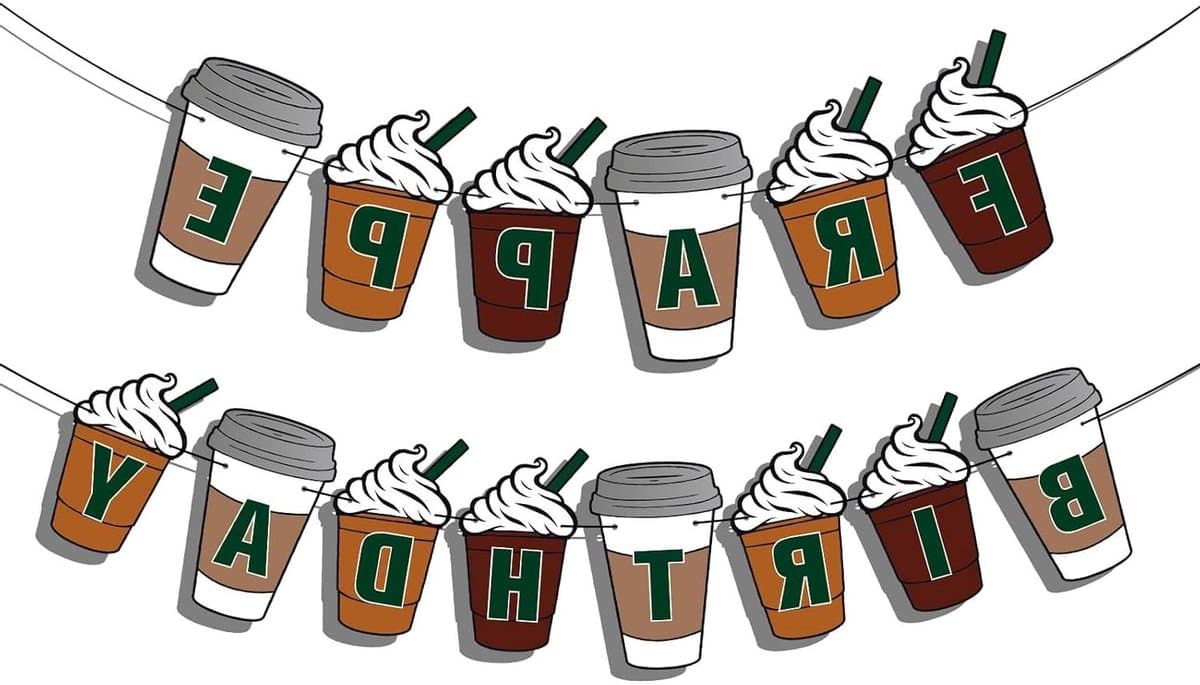 Verjaardagsbanner voor Koffie Thema Feest - Vooraf Bespannen - Verjaardagsdecoraties - Koffie Feestbenodigdheden — afbeelding 1
