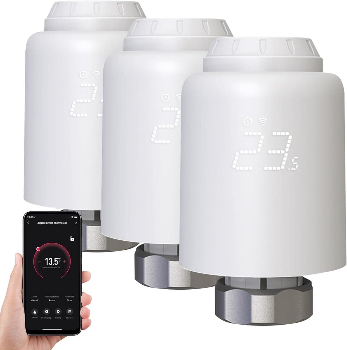Slimme Radiatorknop set van 3 met App Bediening en Timerfunctie — afbeelding 1