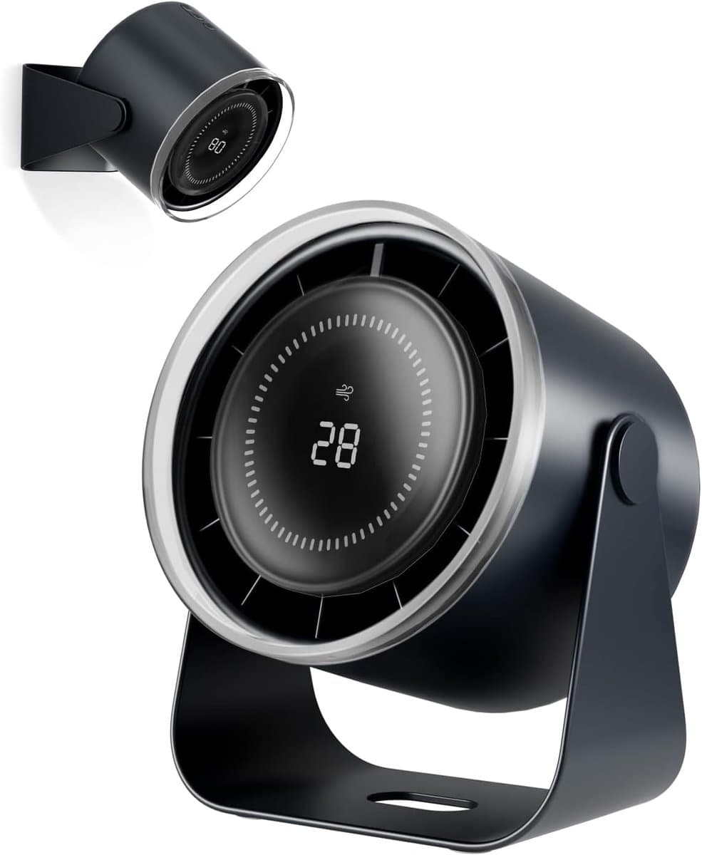 Bureauventilator, 3600mAh batterij, ultrastil (minder dan 35dB), traploze snelheidsregeling van 1-100°, luchtstroom van 12 m/s, USB-wandventilator, geschikt voor de slaapkamer (blauw). — afbeelding 1