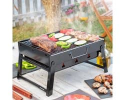 ATXANC BBQ Grill - Tafel Barbecue - Houtskoolbarbecues - Mini Houtskool Smoker - Opvouwbare inkapbare ruime tafel BBQ voor camping reizen vakantie compact