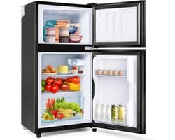 Koel-vriescombinatie - Dubbele deur - Compacte opslag - Energiezuinig model - 60 liter capaciteit - Zwart