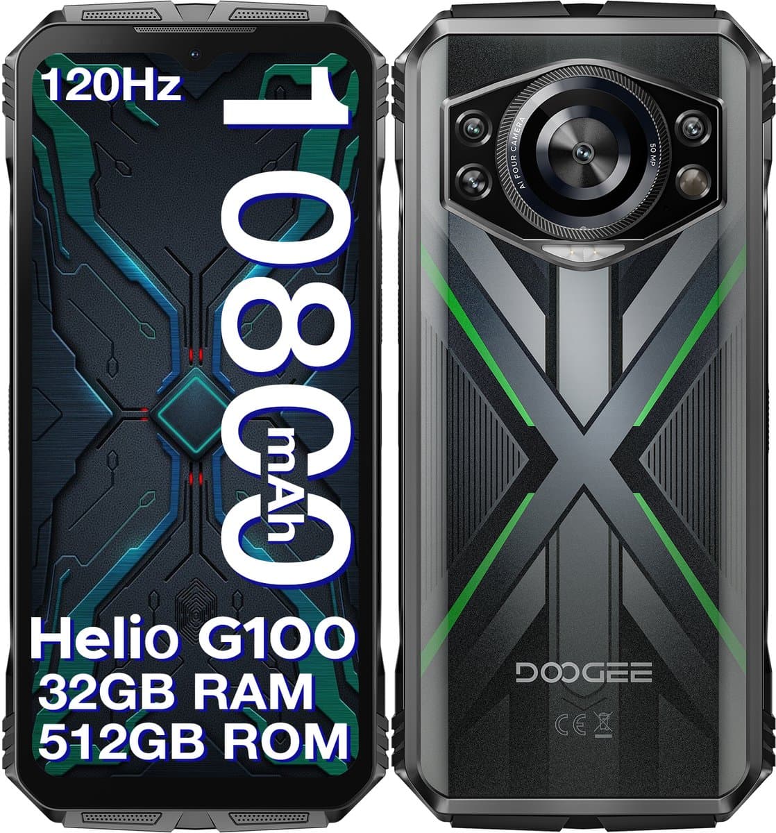 DOOGEE S CYBER PRO 4G - Robuuste Smartphone - Robuuste Telefoon - 32 GB RAM + 512 GB ROM /2TB TF - 6,6 Inth + 120Hz - 10800mAh/33W - Helio G100 - Vingerafdrukherkenning - Face ID - 20MP nachtzichtcamera - Groen — afbeelding 1