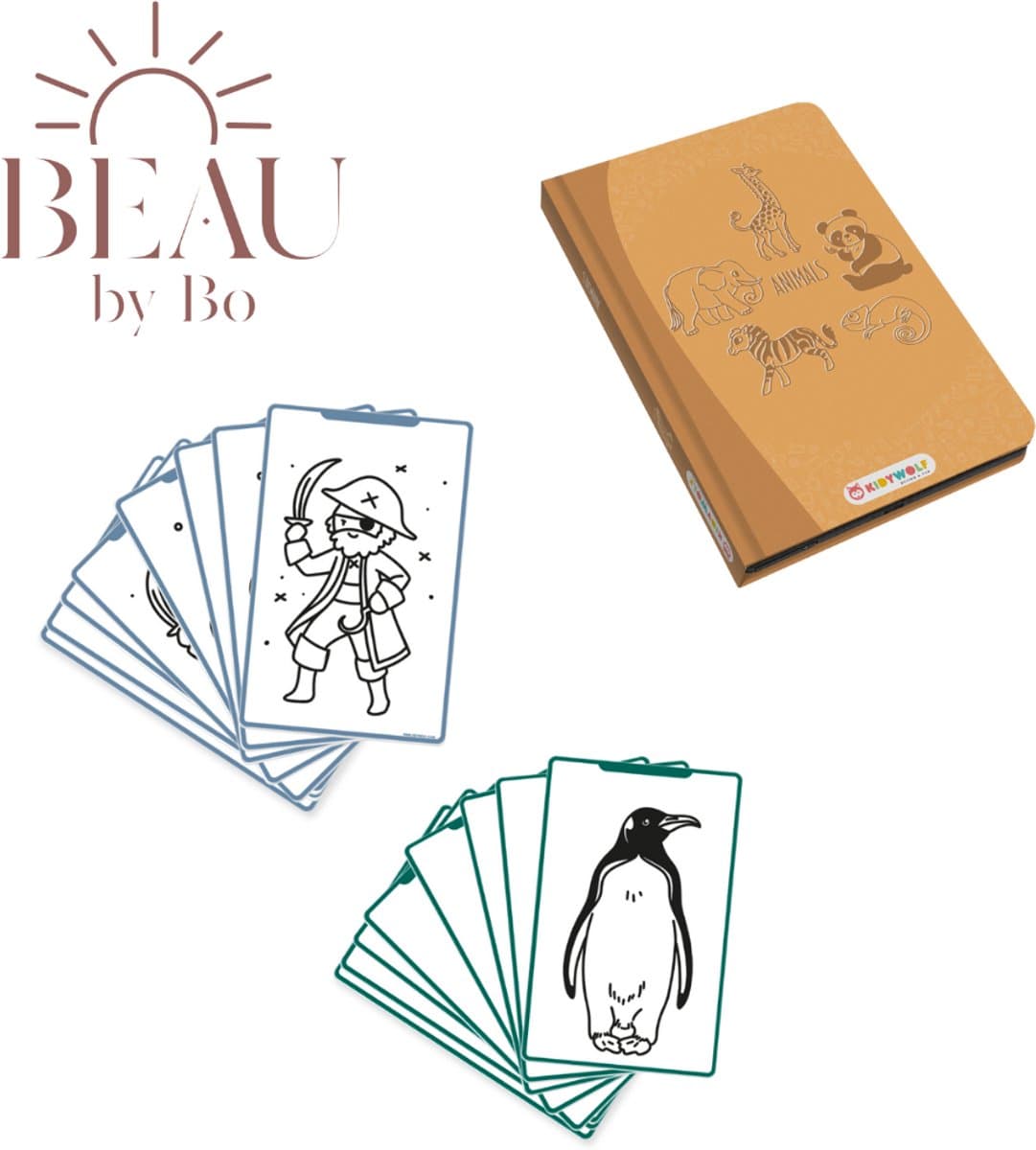 BEAU by Bo Kidywolf Kidydraw Mini Tekenboek met LCD-scherm Dieren + Refill Dieren & Oceanen en Piraten — afbeelding 1
