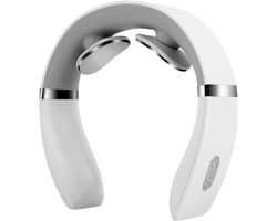 Nekmassager - Spierontspanner - Verwarmd, ergonomisch, draagbaar, spierontspanning voor thuis/op kantoor/op reis (wit)