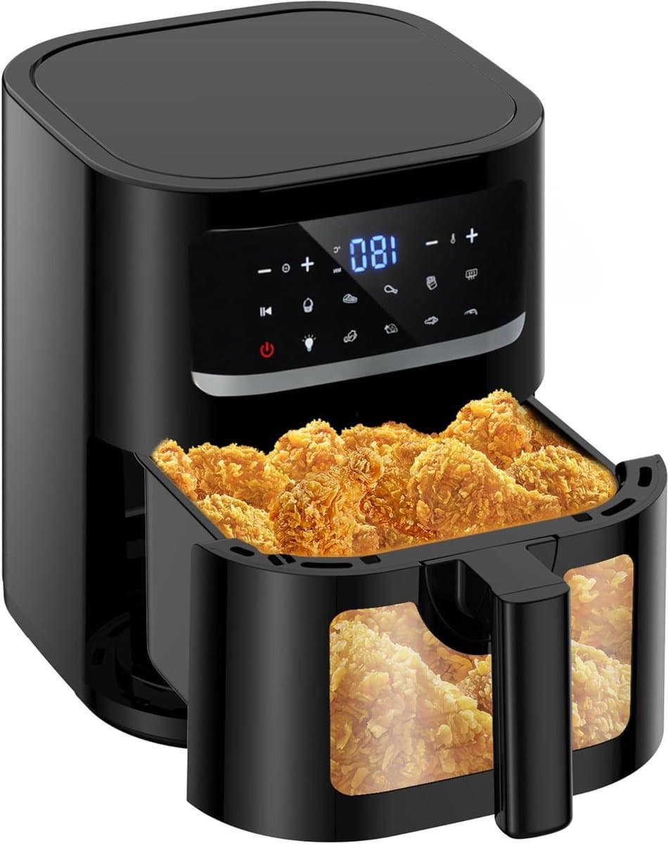Heteluchtfriteuse - Airfryer Frituurpan - Gezond Frituren - Met Venster - 7 Liter - Zwart — afbeelding 1