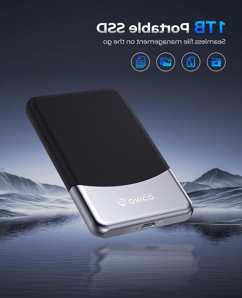 Externe SSD - Draagbare Opslag - Snelle Data Transfer - Hoge Snelheid 460MB/s - 1 TB - Grijs — afbeelding 1