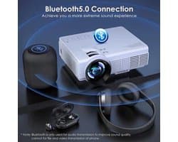 Yowhick - Beamer - Projector Beamer - Mini Meamer - 1080P - Automatische focus - met WiFi - 5G+2.4G Wireless Connection - Wit