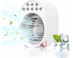Sander Shop Draagbare Airconditioner, Mini Airconditioner Ventilator, Airconditioner, Oplaadbare Mini Airconditioner, Luchtkoeler, Airconditioning voor Thuis 4-in-1 Desktop Koelventilator 3 Snelheden USB 3600 mAh