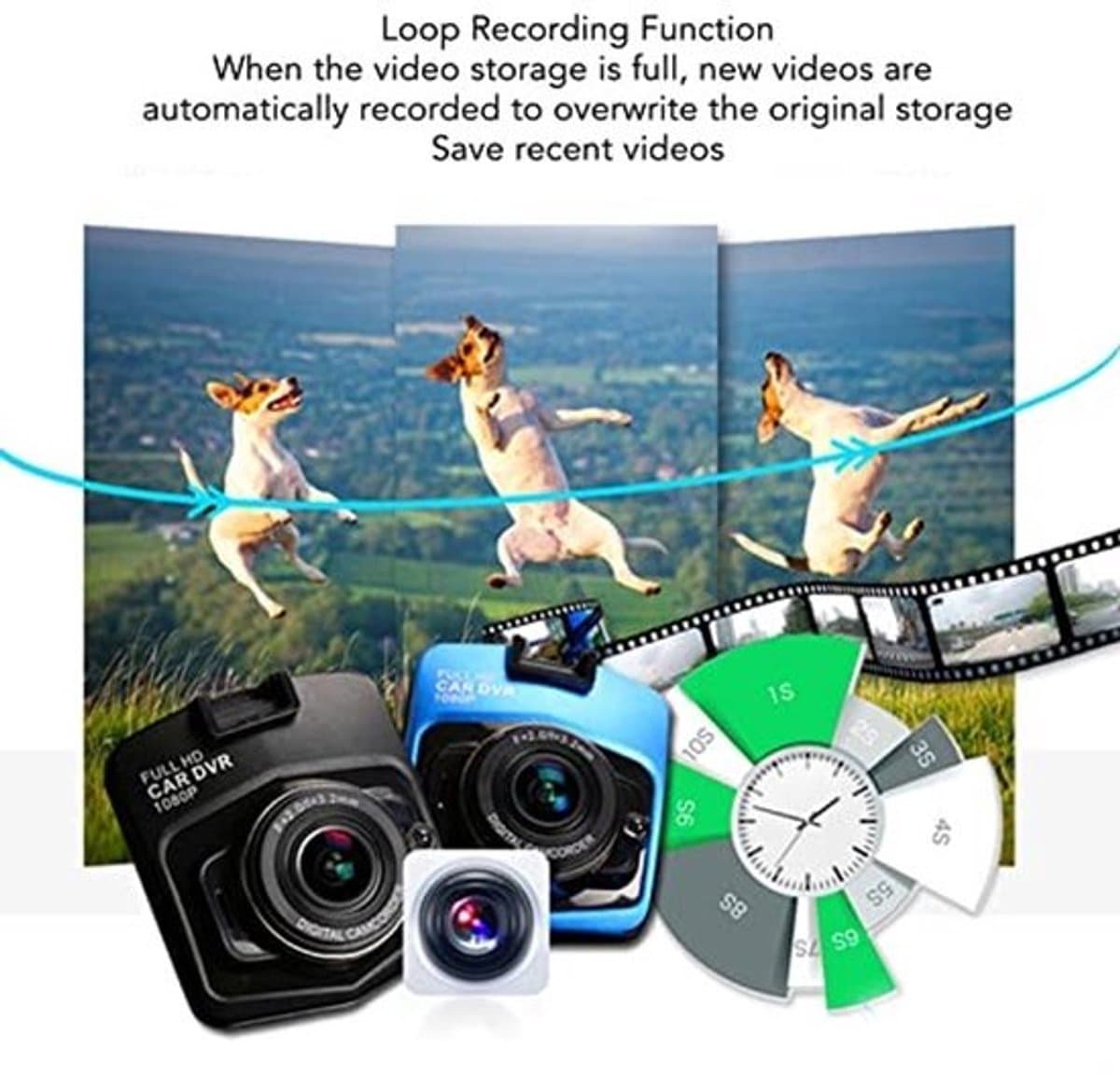 Dash Cam - 1080p Full HD - Dubbele camera's voor en achter - 170° — afbeelding 1