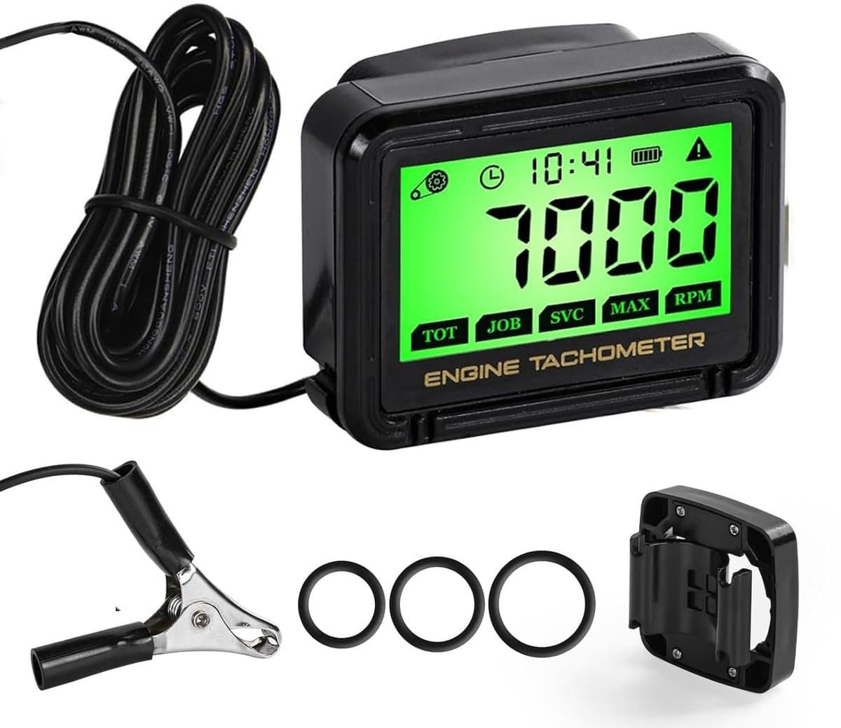 SnelShoppen - Digitale Tachometer voor Kleine Motoren - Inductieve RPM Meter voor Kettingzaag, Grasmaaier, Tractor, Generator met Groene Verlichting — afbeelding 1