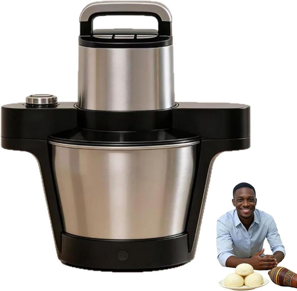Keukenmachine - Stampmachine Fufu - Traditionele Gerechten Maken - Eén-knops Bediening - 6L Capaciteit - Zilver — afbeelding 1