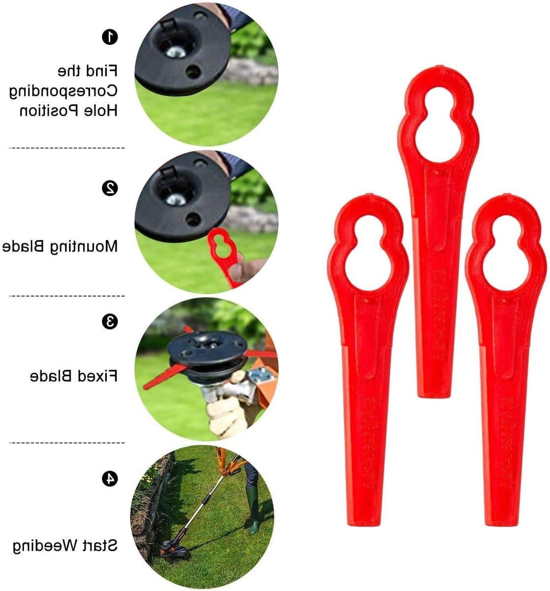 Plastic Grasmaaier Mesjes - Vervangende Bladen - Tuin Onderhoud - Roestvrij Plastic - 30 Stuks - Wit — afbeelding 1