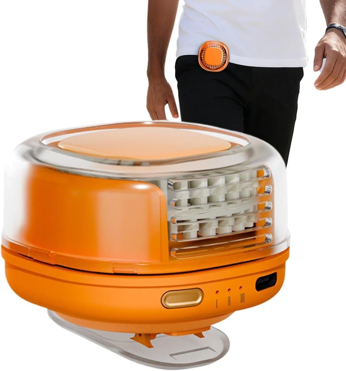 Draagbare Ventilatorclip - Halsventilator Bladeless - Persoonlijke Koeling - Vleugelloos Ontwerp - 6x7x6 cm - Oranje — afbeelding 1