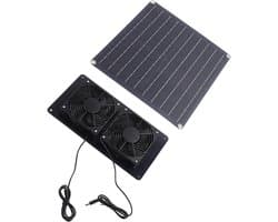 Zonneventilator - Afzuigventilator Ventilator - Luchtcirculatie Optimaliseren - IP67 Waterdicht - 39D x 35W x 5H cm - Zwart