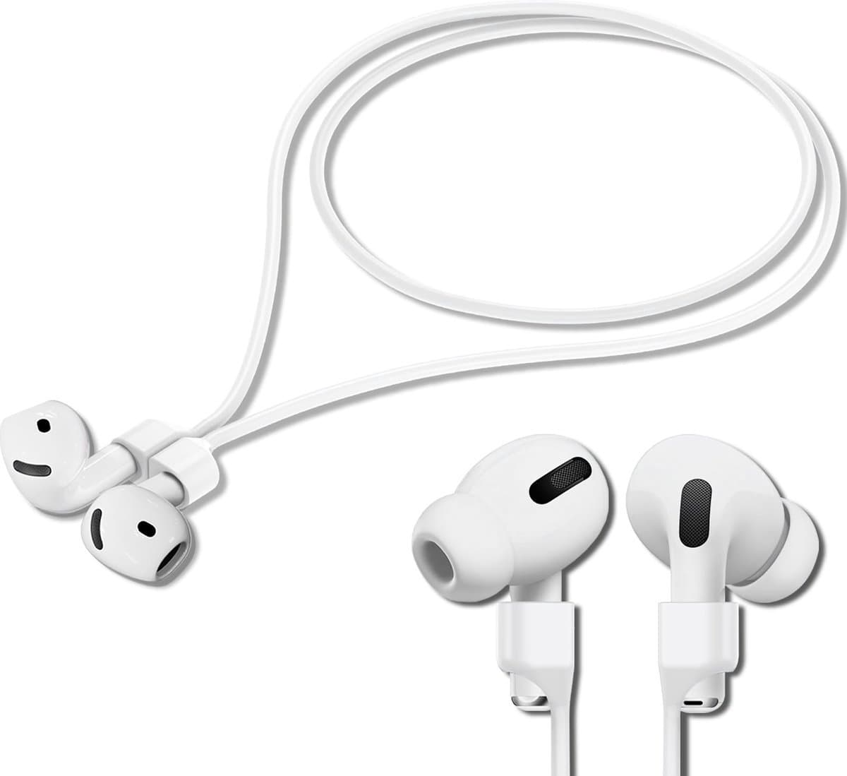 Koordje geschikt voor Apple AirPods - Anti verlies koord - Siliconen koord - Earbuds strap - Oortjes koord - Anti lost strap - Oordopjes koord - Nekkoord oordopjes - Wit - Siliconen - Jonyx — afbeelding 1