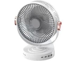 Ventilator Met Klem - Tafelventilator Ophangbaar - Persoonlijke Verkoeling - Ingebouwd Nachtlampje - 20 cm - Romig
