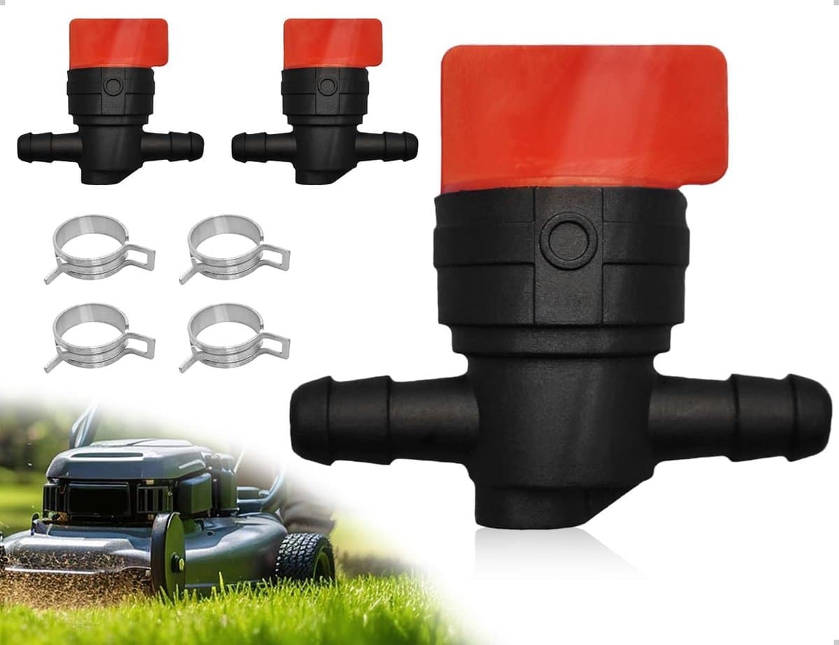 SnelShoppen - 2 Pack Universele Benzinekraan met 4 Slangenklemmen, Brandstofafsluiter voor Grasmaaier, Compatibel met Kleine Motoren — afbeelding 1