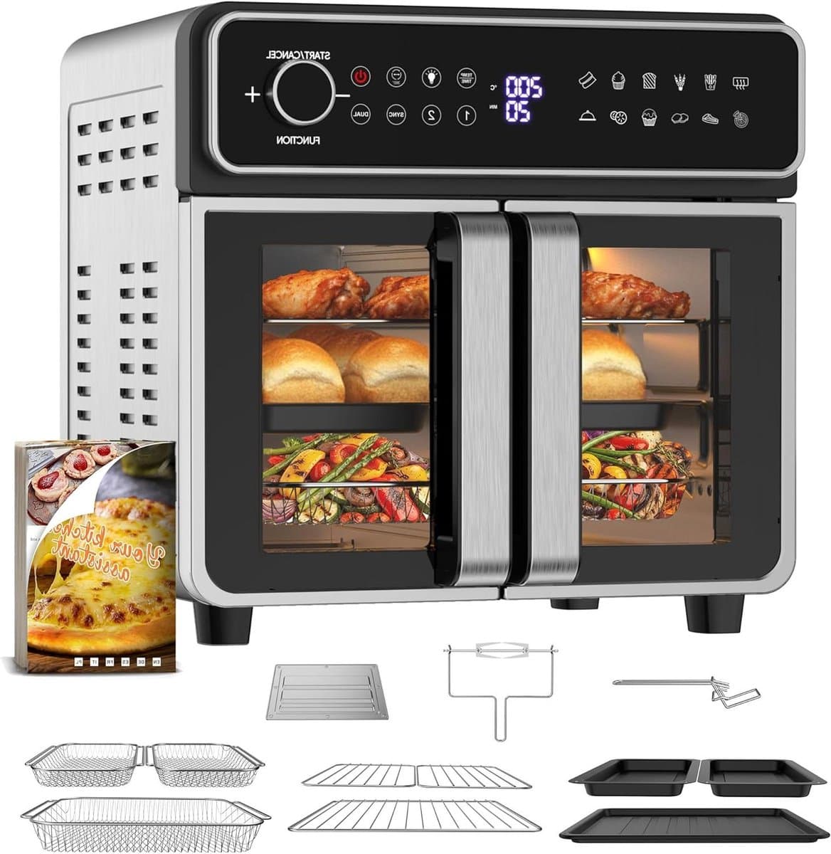 XXL Airfryer - Dubbele Kamer Oven - Veelzijdig Koken - Variabele Flex-Zone - 23 Liters - Gemengde kleuren — afbeelding 1