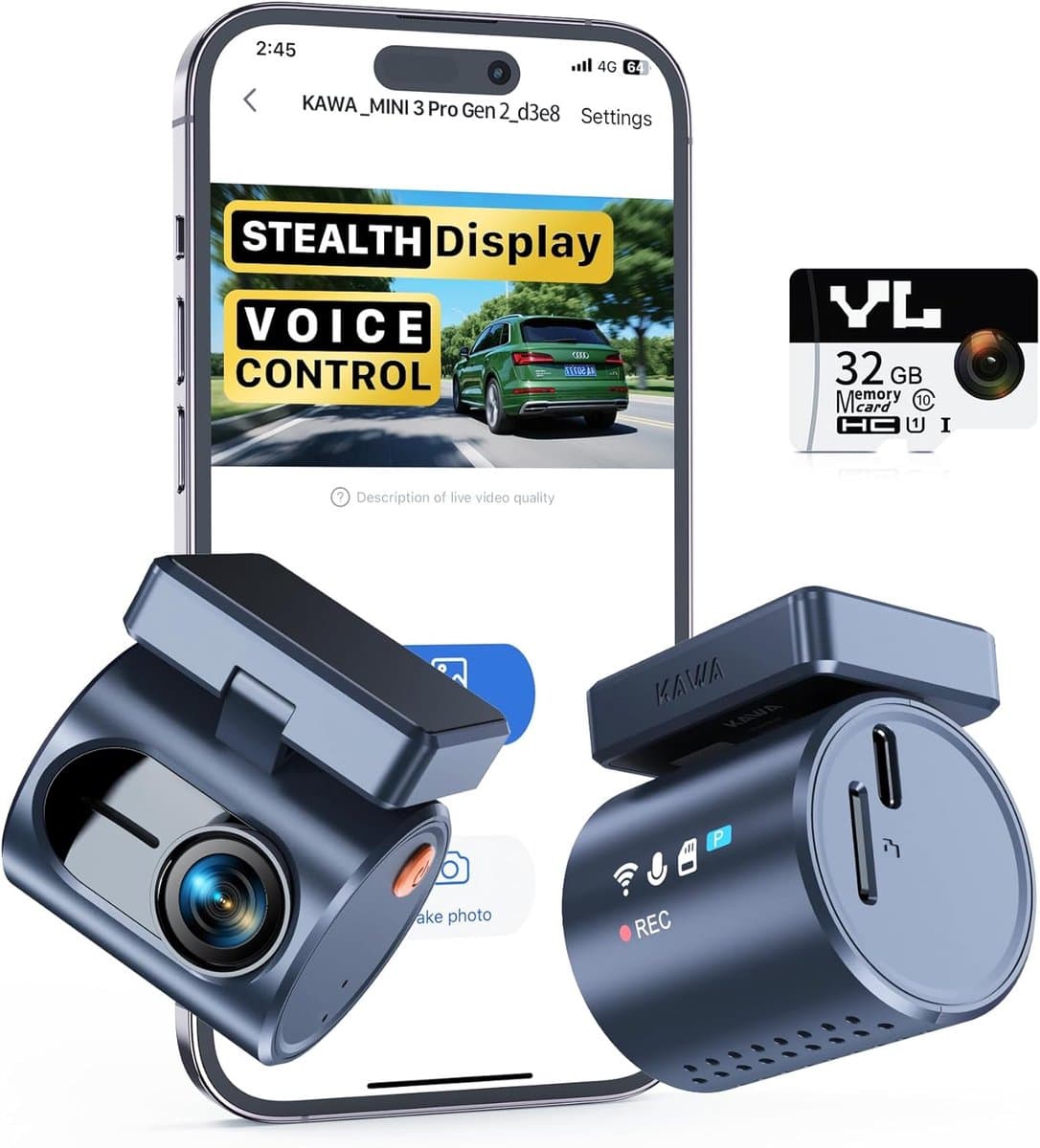 Auto Camera - Dashcam Voorruit - Veilig Rijden - Compact Ontwerp - 2K QHD Resolutie - Zwart — afbeelding 1
