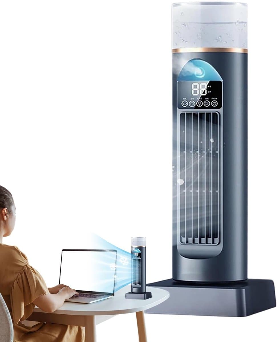 Torenventilator Slaapkamer - Draaikoeler Stil - Ruimte Koelen - 120 Graden Oscillatie - 12 x 345 cm - Zwart — afbeelding 1