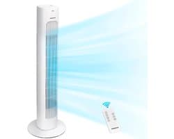 Torenventilator - Ventilator zonder bladen - Verkoeling in huis - Met afstandsbediening - 50 Watt - Wit