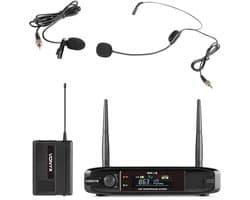 Draadloze microfoonheadset - Vonyx VM42B - UHF-microfoonset met dasspeld en headset - Zang en spraak