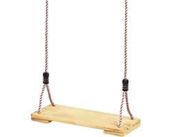 Games Dennenhouten schommelstoel met verstelbaar zijdezacht polypropyleen touw.