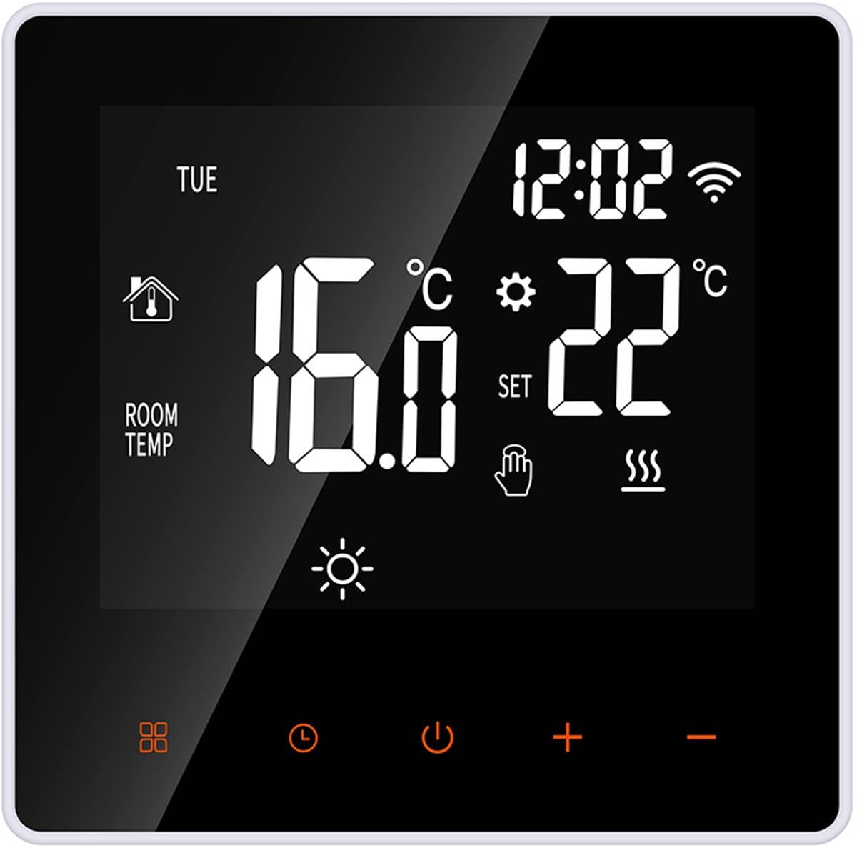 16A Slimme Vloerverwarming Thermostaat met WiFi – TUYA App Afstandsbediening – Elektrische Verwarming – NTC Sensor– Spiegeldisplay — afbeelding 1