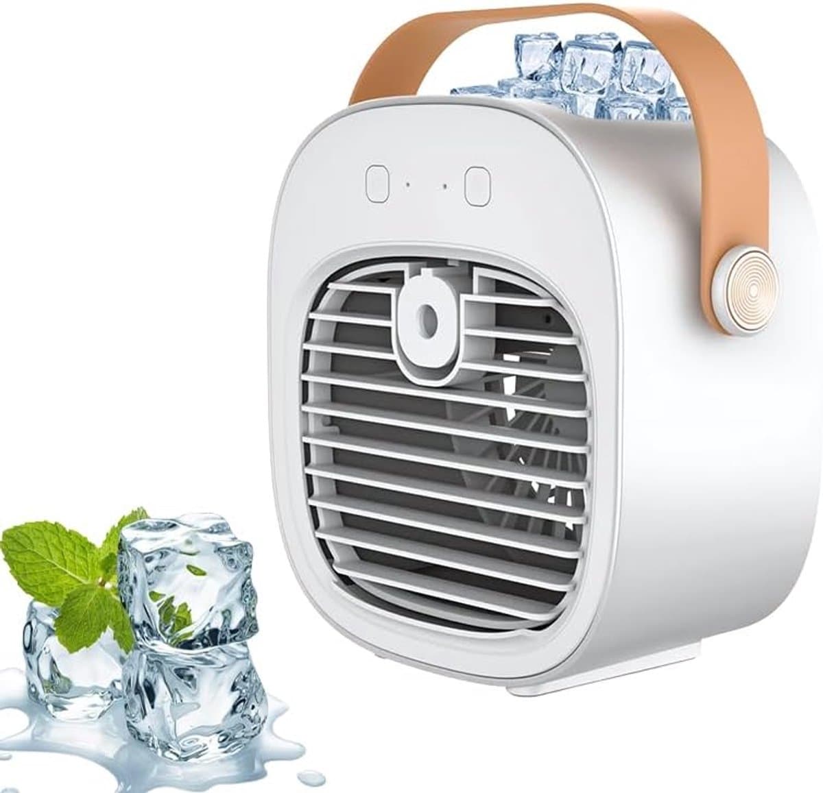 Luchtkoeler - Draagbare airconditioner - Stille mobiele airco met 180mL watertank - Zonder Afvoerslang - Oplaadbare mini airco - Voor kantoor buiten en in de auto - Wit — afbeelding 1