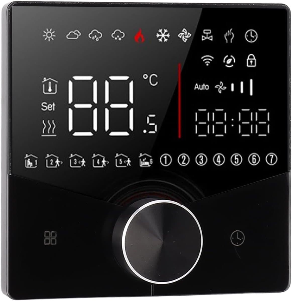 Slimme Thermostaatknop - Verwarming Bediening - Comfort Regelen - LCD Kleurendisplay - 88x12.4 mm - Zwart — afbeelding 1