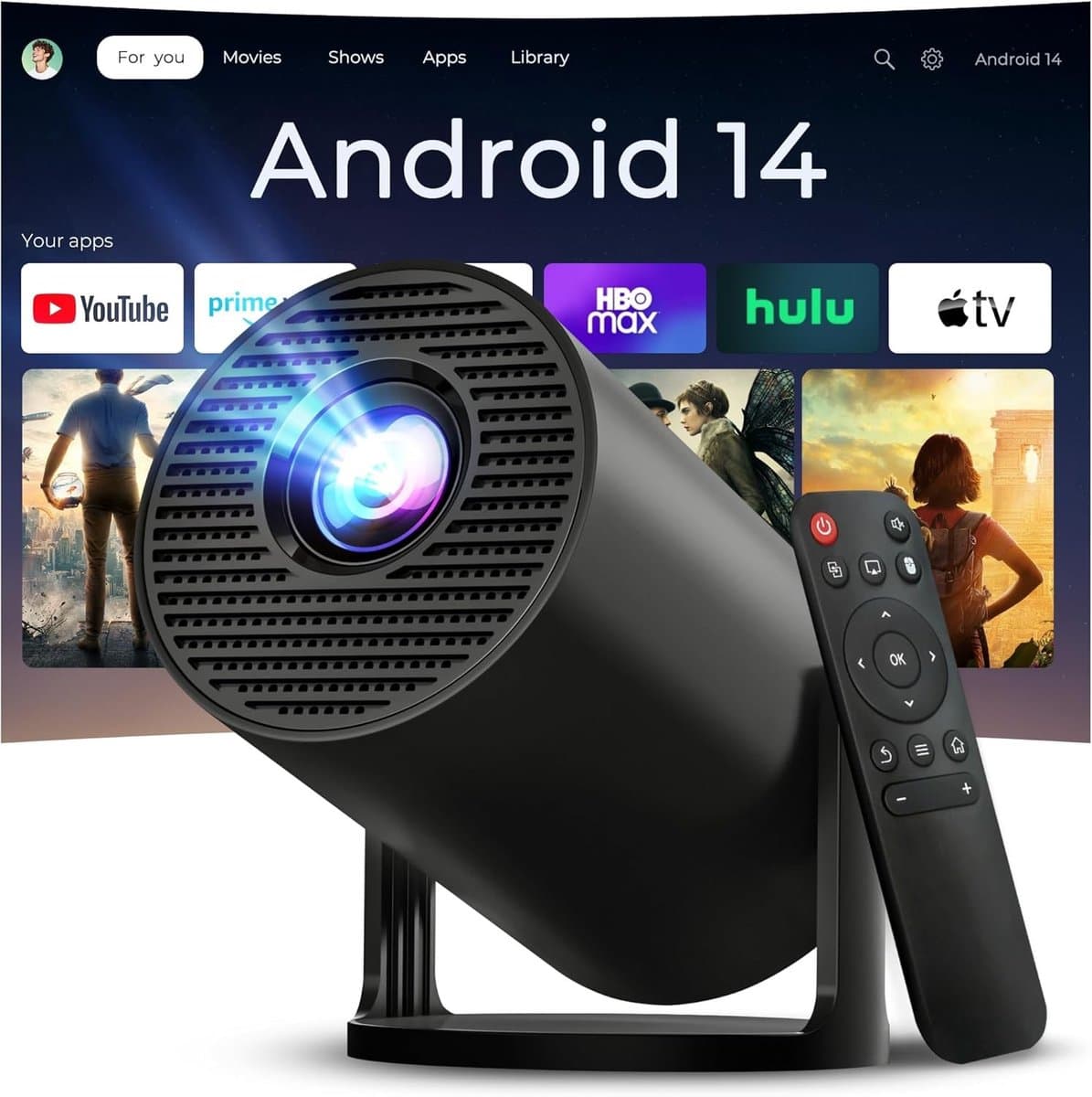 Mini Projector - Draagbare Videoprojector - 4K Resolutie - Bluetooth 5 en WiFi 6 - Voor Telefoon en TV-Stick — afbeelding 1