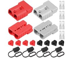 SnelShoppen - 4 Pack Snelsluitingen 600V 175A Zware Kwaliteit voor 0-4 AWG Kabels, Vuurvast en Stofkap voor Auto, Motorhome, Grasmaaier (Rood/Grijs)