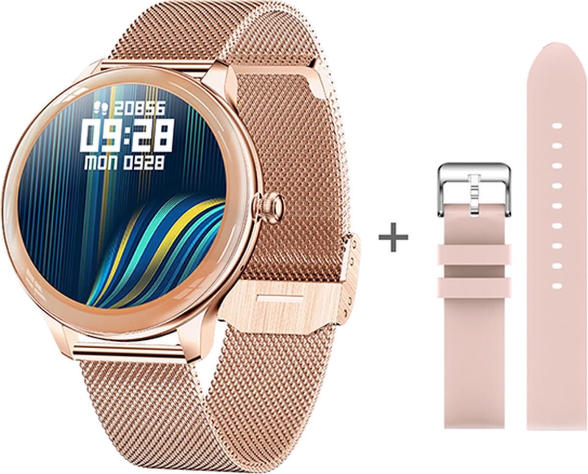 Darenci Smartwatch Flair Pro - Smartwatch dames -Smartwatch heren -Activity Tracker- Touchscreen -Bluetooth bellen -Met extra bandje -Horloge -Stappenteller -Bloeddrukmeter -Verbrande calorieën -Zuurstofmeter -Spatwaterdicht -Roségoud/Roze — afbeelding 1