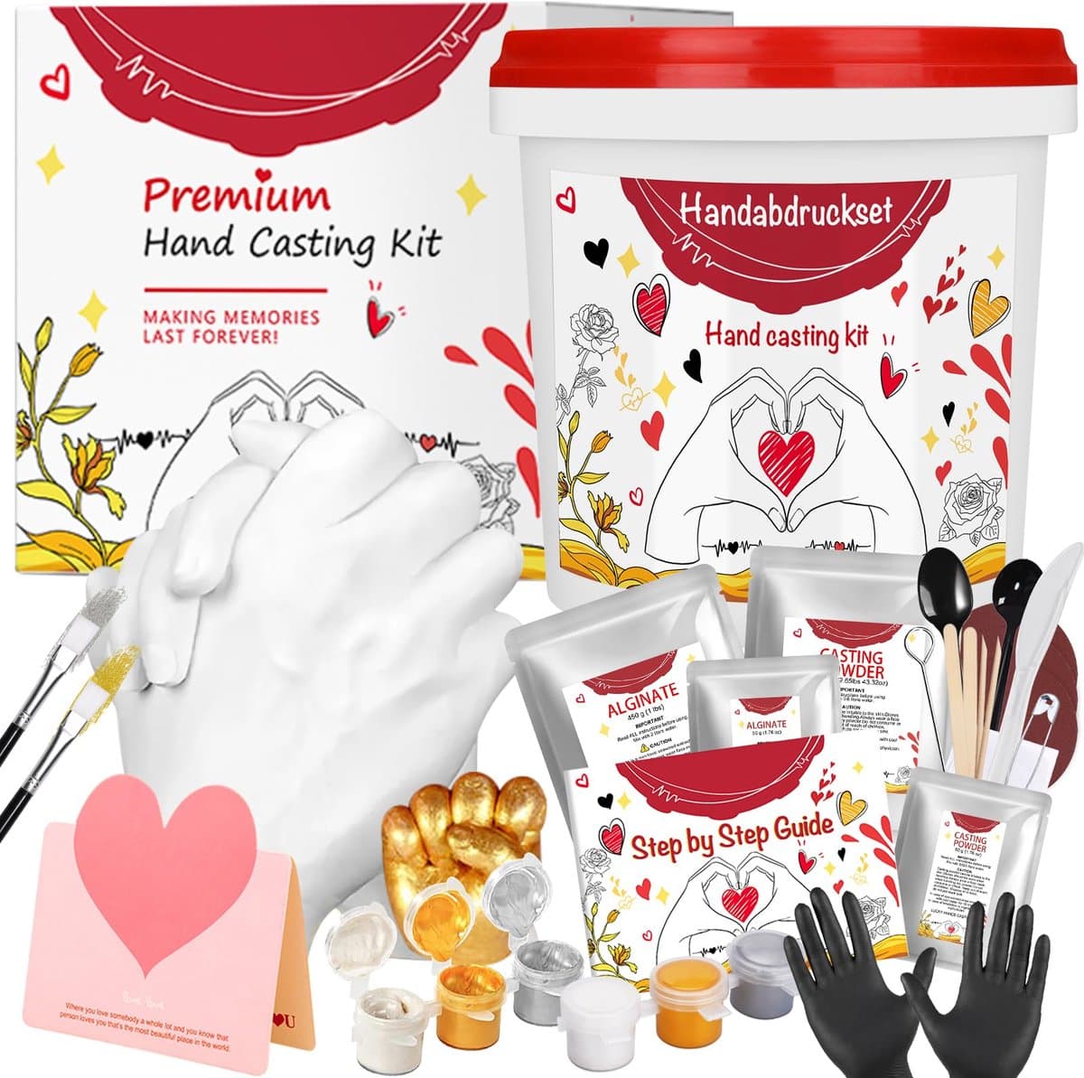 TAVADA 3D-handafdrukset voor koppels,Handafdrukset,Handen Casting Kit Hand Moulding Kit,Hand Mold Casting Kit,Eenvoudig te Gebruiken, cadeau voor bruiloft, Valentijnsdag, Kerstmis of jubileum — afbeelding 1